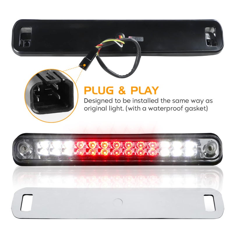 Bomusou Fit for Silverado (94-98), for Blazer (92-93), for Chevy/GMC C/K 1500 2500 3500 (1988-2000) High Mount LED 3rd Brake Light (Chrome Housing Clear Lens) - Image 3